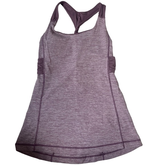 Lululemon Spin Me Twist Back Workout Tank Heathered Purple Women’s Size 6 - Picture 3 of 7